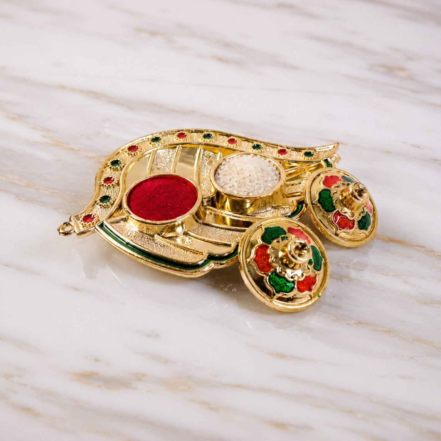 Kumkum Holder Ð Elegant Mango Shape with Twin Compartments for Puja