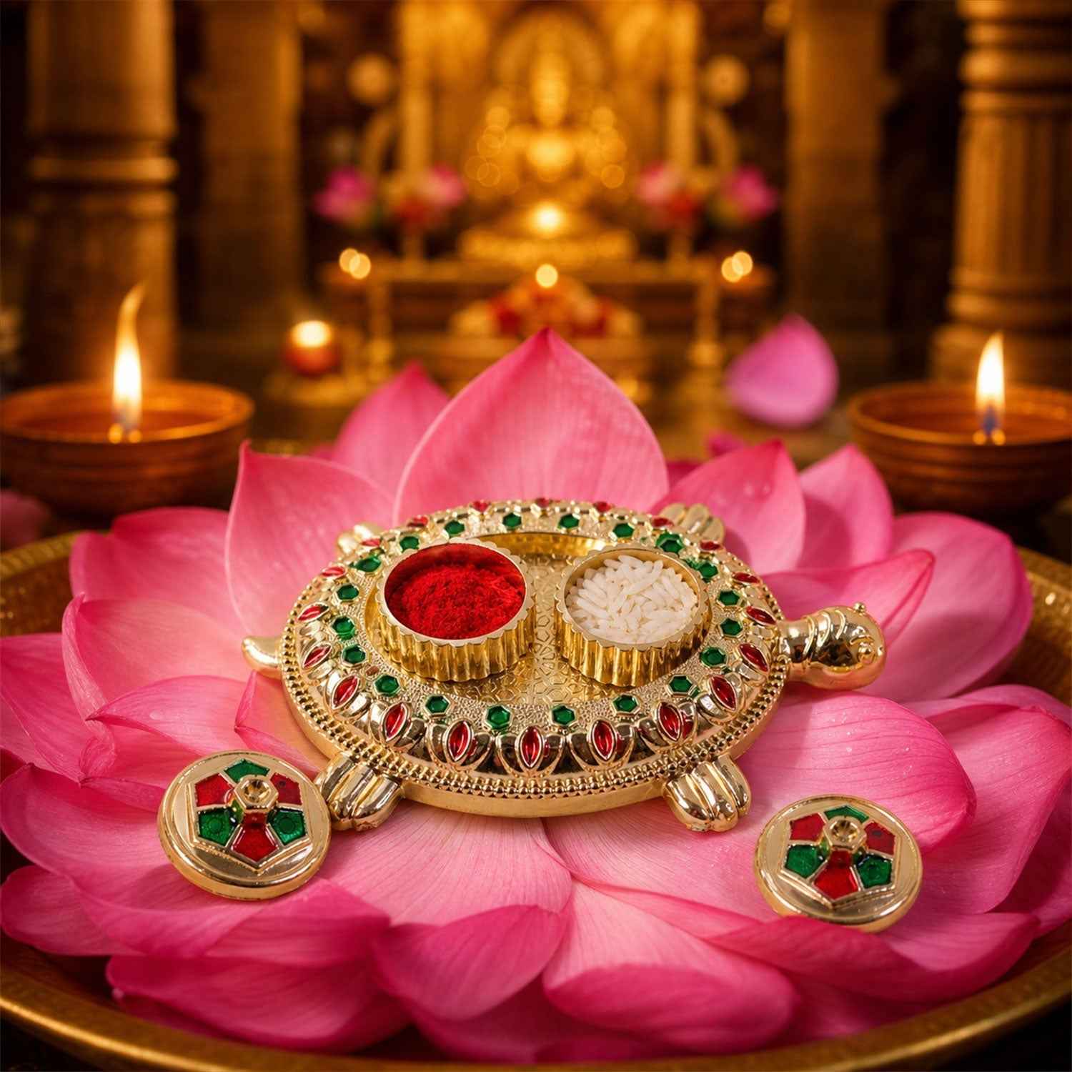 Kumkum Holder Ð Tortoise Shape for Puja & Rituals with Twin Compartments