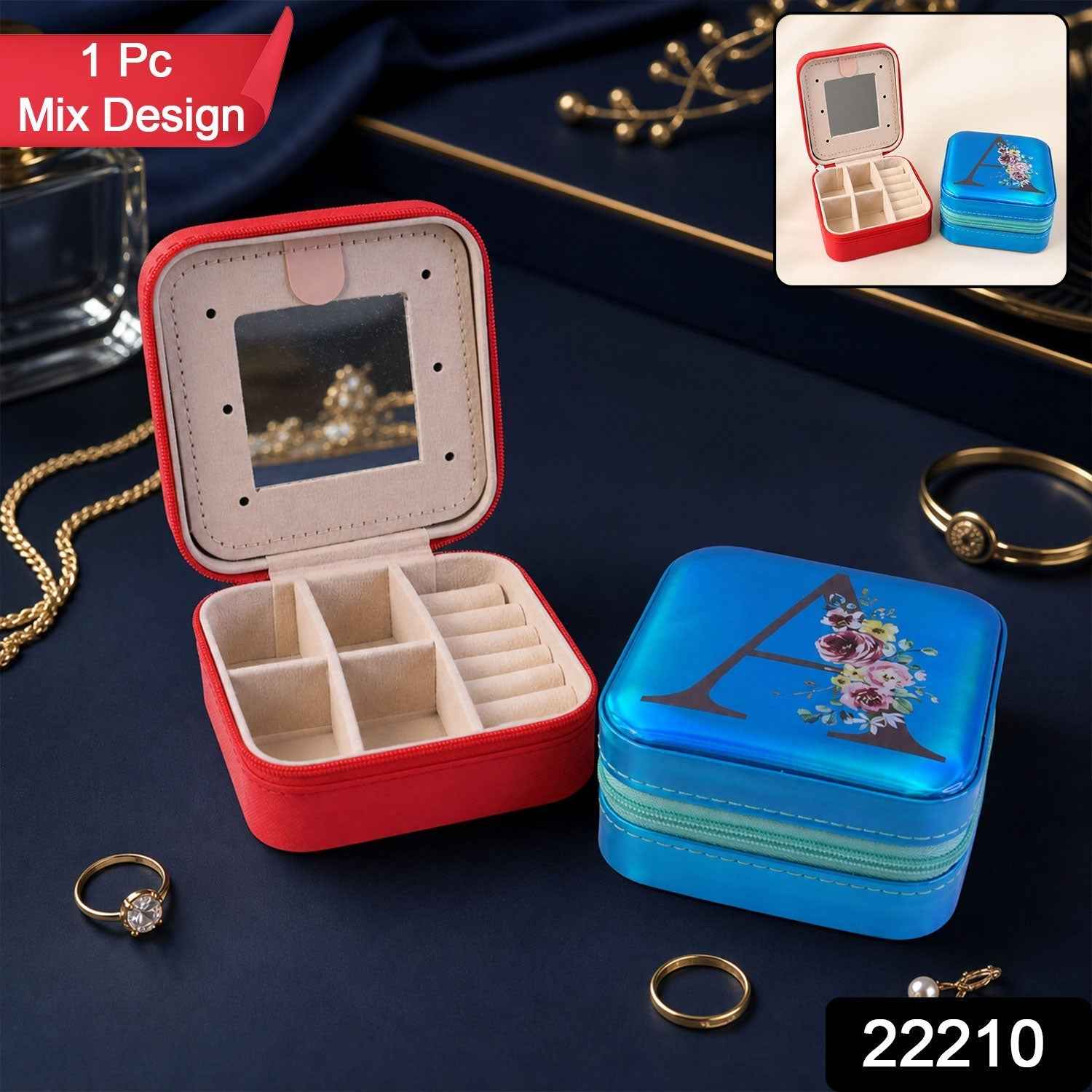 Mini Jewelry Organizer Box with Mirror Ð Portable Travel Case for Rings and Earrings