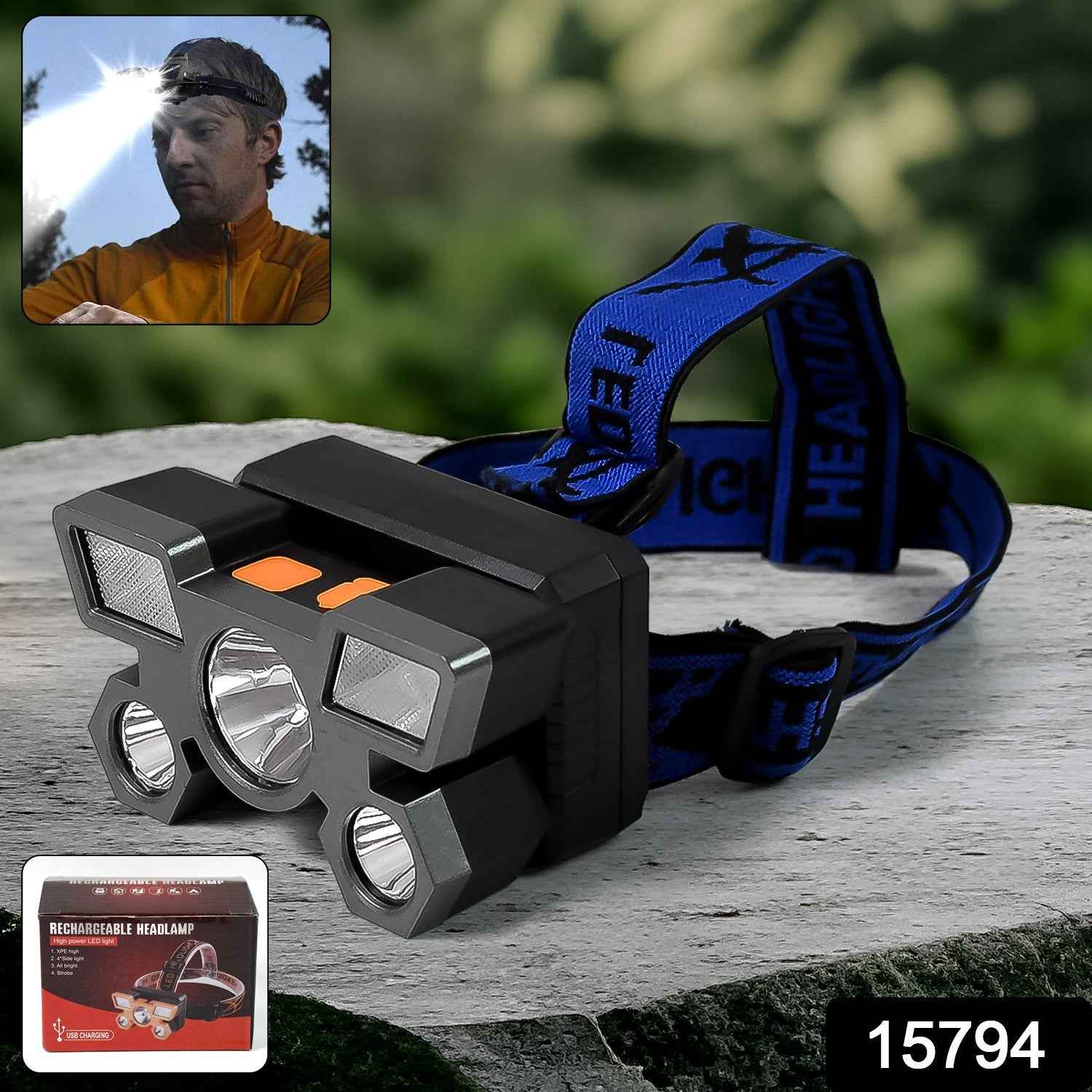 USB Rechargeable Headlamp – 5 LED Outdoor Light | Indo Glow
