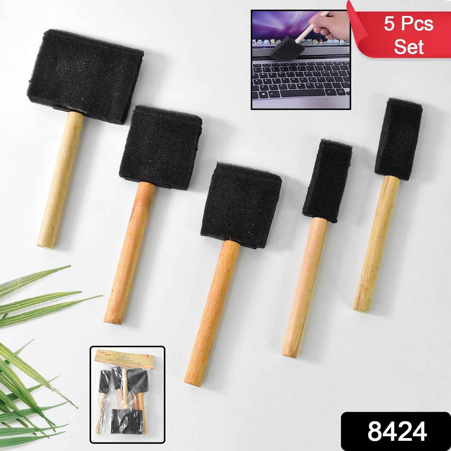 Sponge Paint Brushes – 5-Piece Set with Wooden Handles | PaintEdge