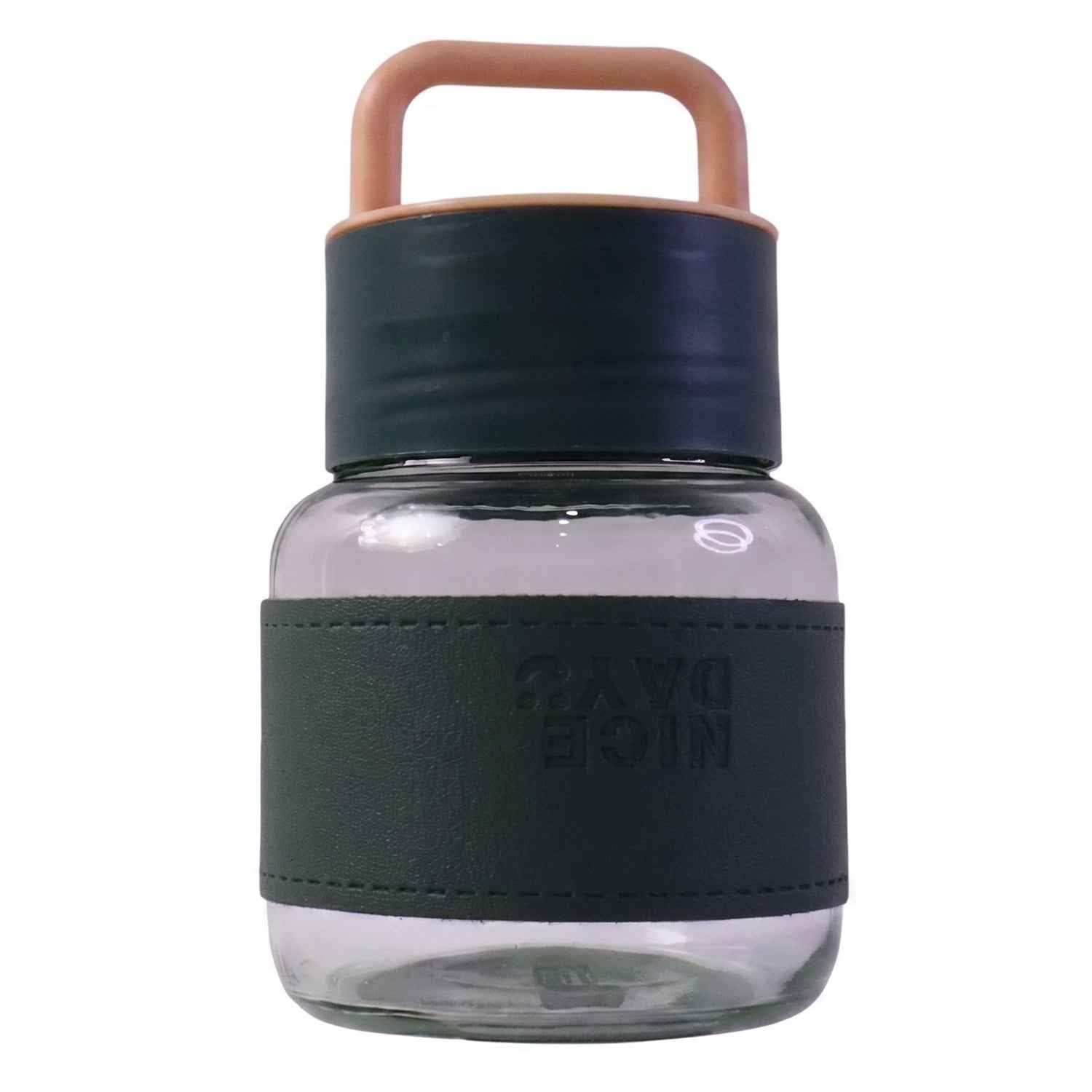 Glass Water Bottle Ð Stylish, Portable with Handle & Leather Sleeve