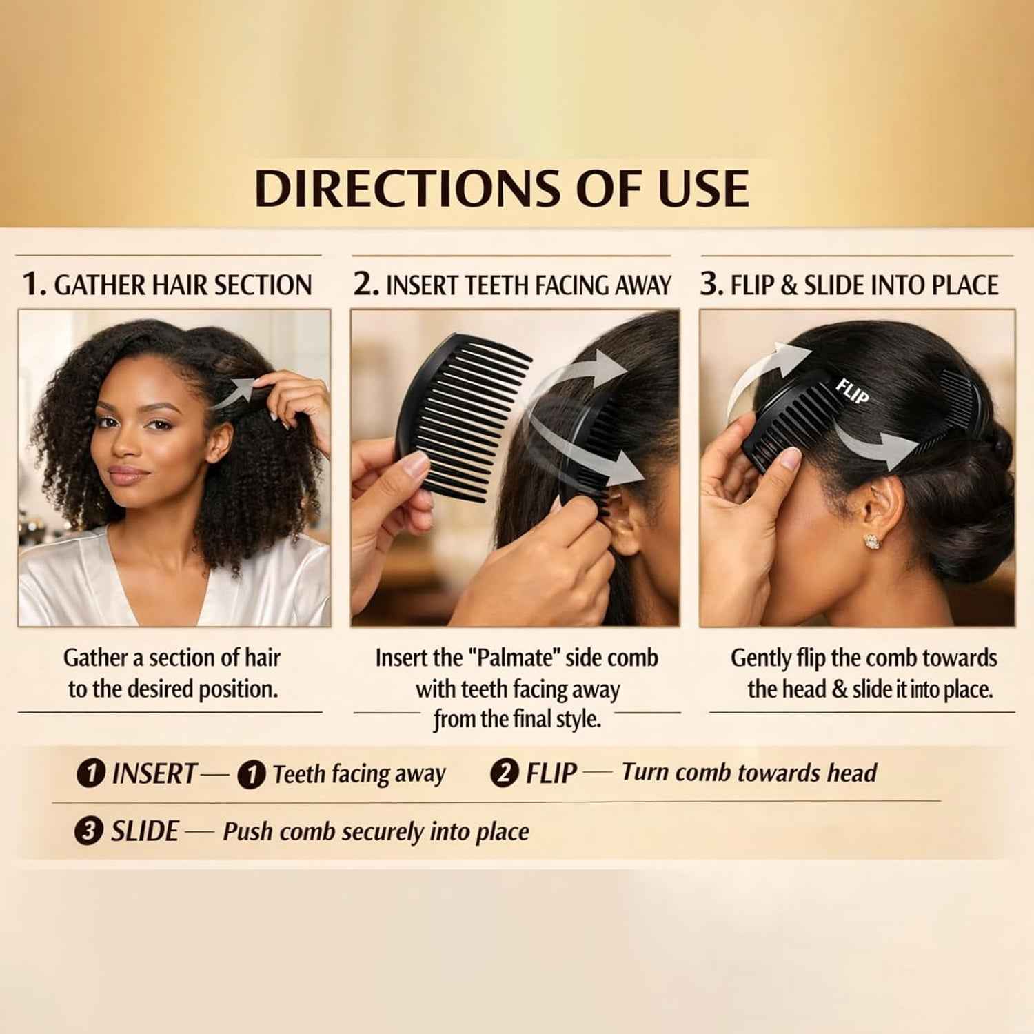 Plastic Hair Styling Side Comb Ð Firm Grip for Updos & Buns