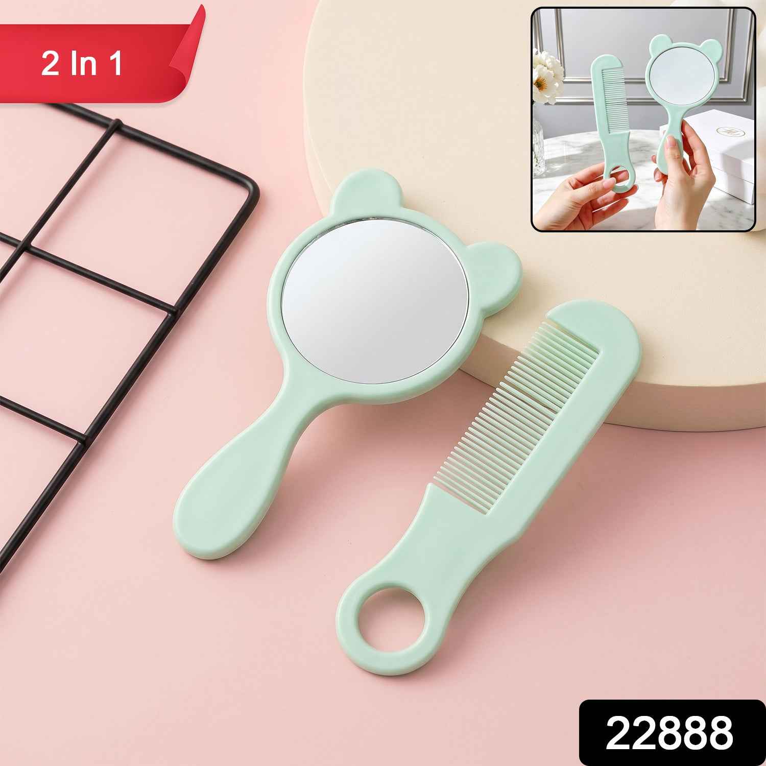 Comb and Mirror Grooming Kit Ð Compact 2-in-1 Vanity Set for Girls