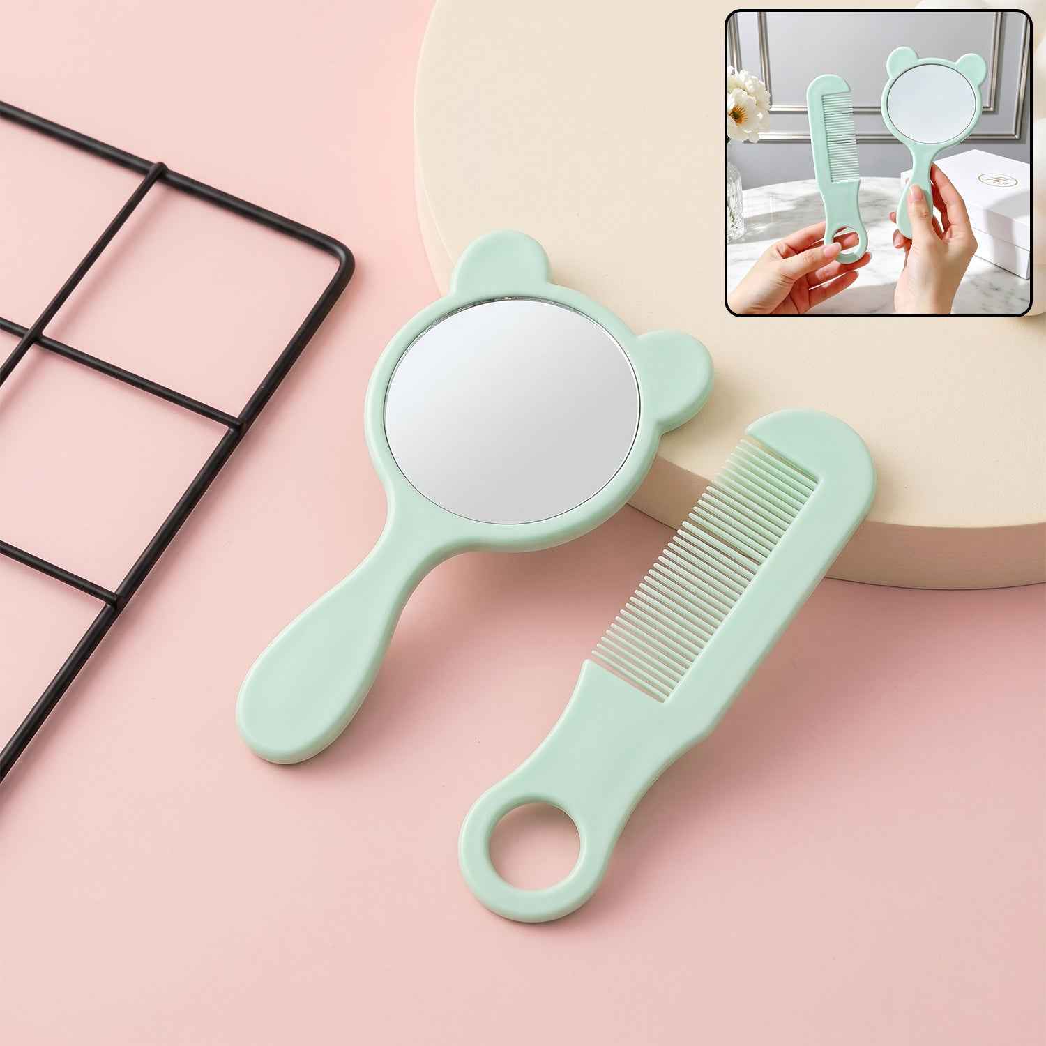 Comb and Mirror Grooming Kit Ð Compact 2-in-1 Vanity Set for Girls