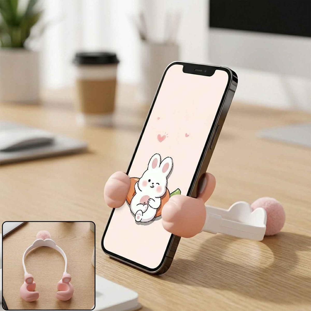 Flexible Bunny Phone Holder with Long Adjustable Neck Desktop Mobile Stand (1 Pc)