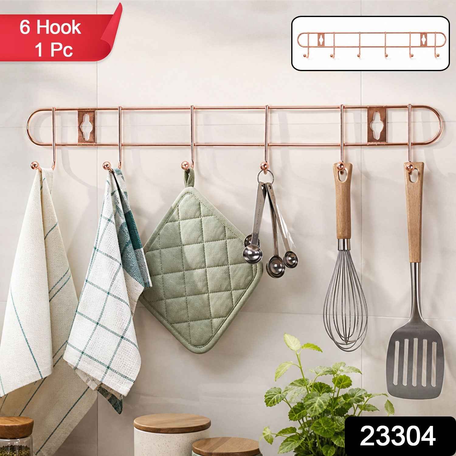 Wall Mounted Hook Rack Ð Space Saving & Stylish Rose Gold Finish