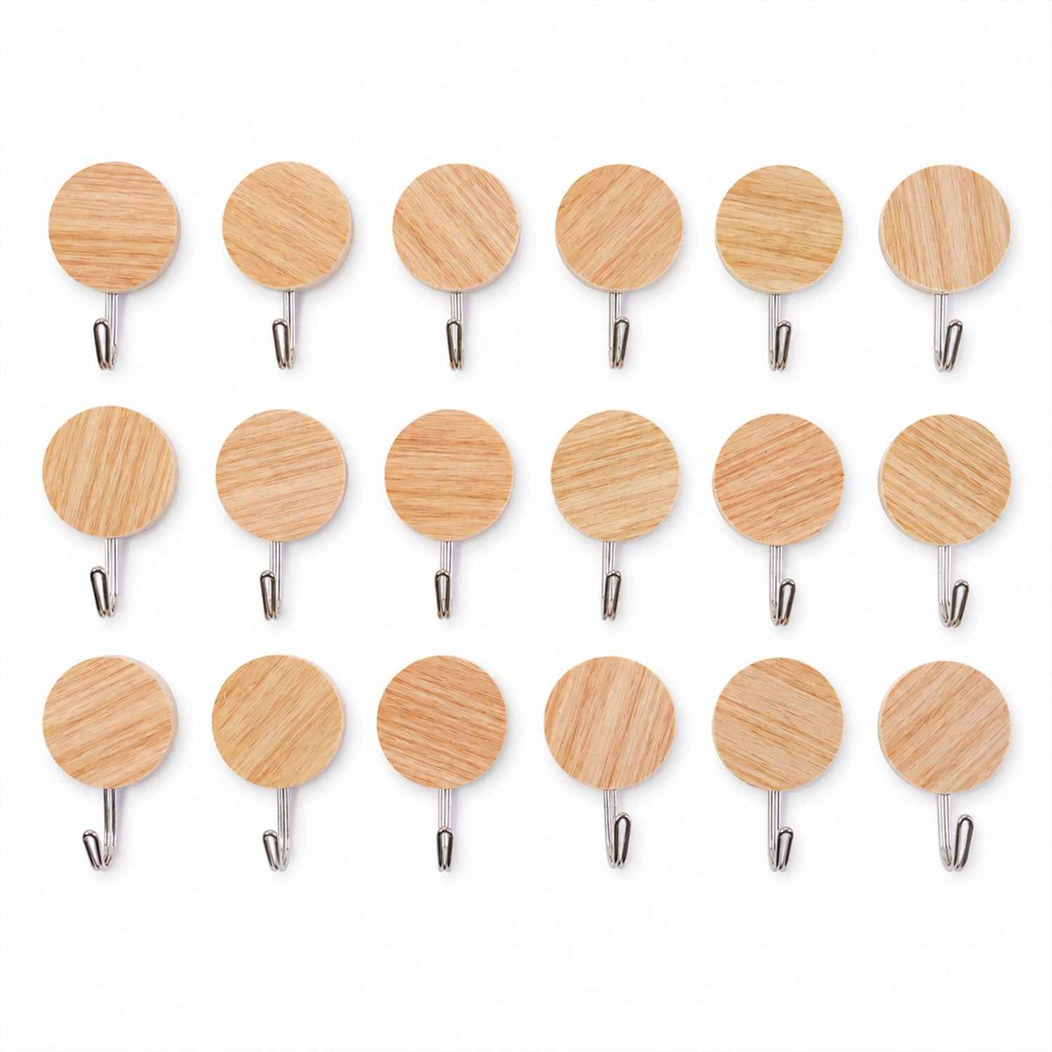 Self-Adhesive Wall Hooks Ð No Drill, Stylish Wooden Finish
