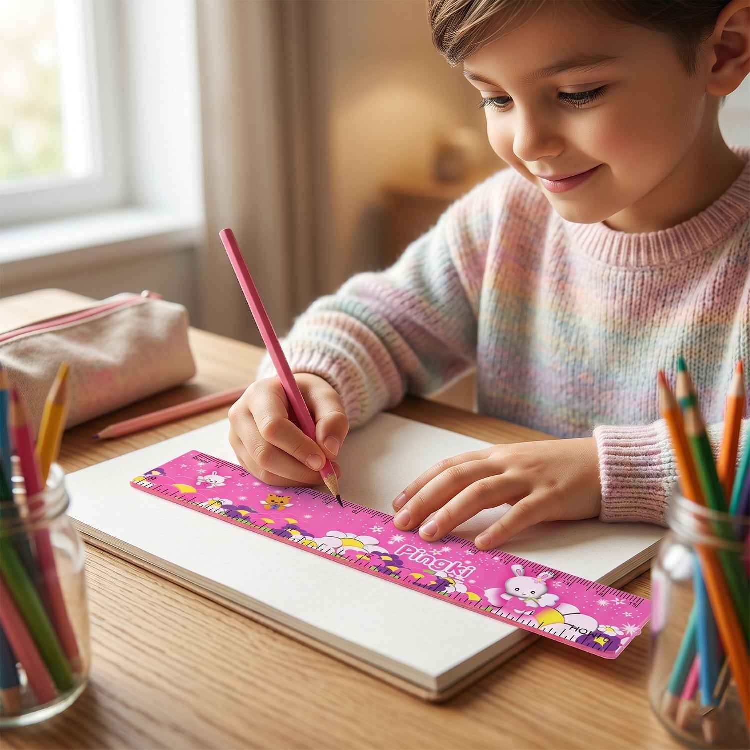 Kids Stationery Set Ð 7-in-1 Cute Pink Gift Pack for Girls