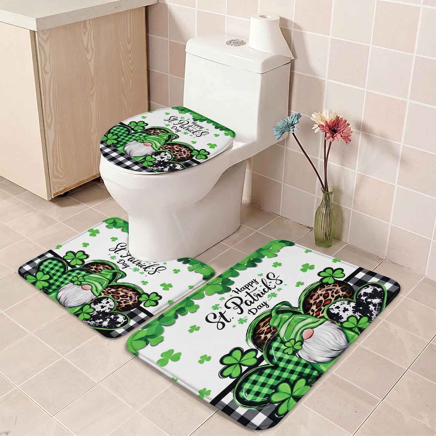 3 in 1 Bathroom Mat Set Ð Complete Floor Coverage & Non-Slip Design
