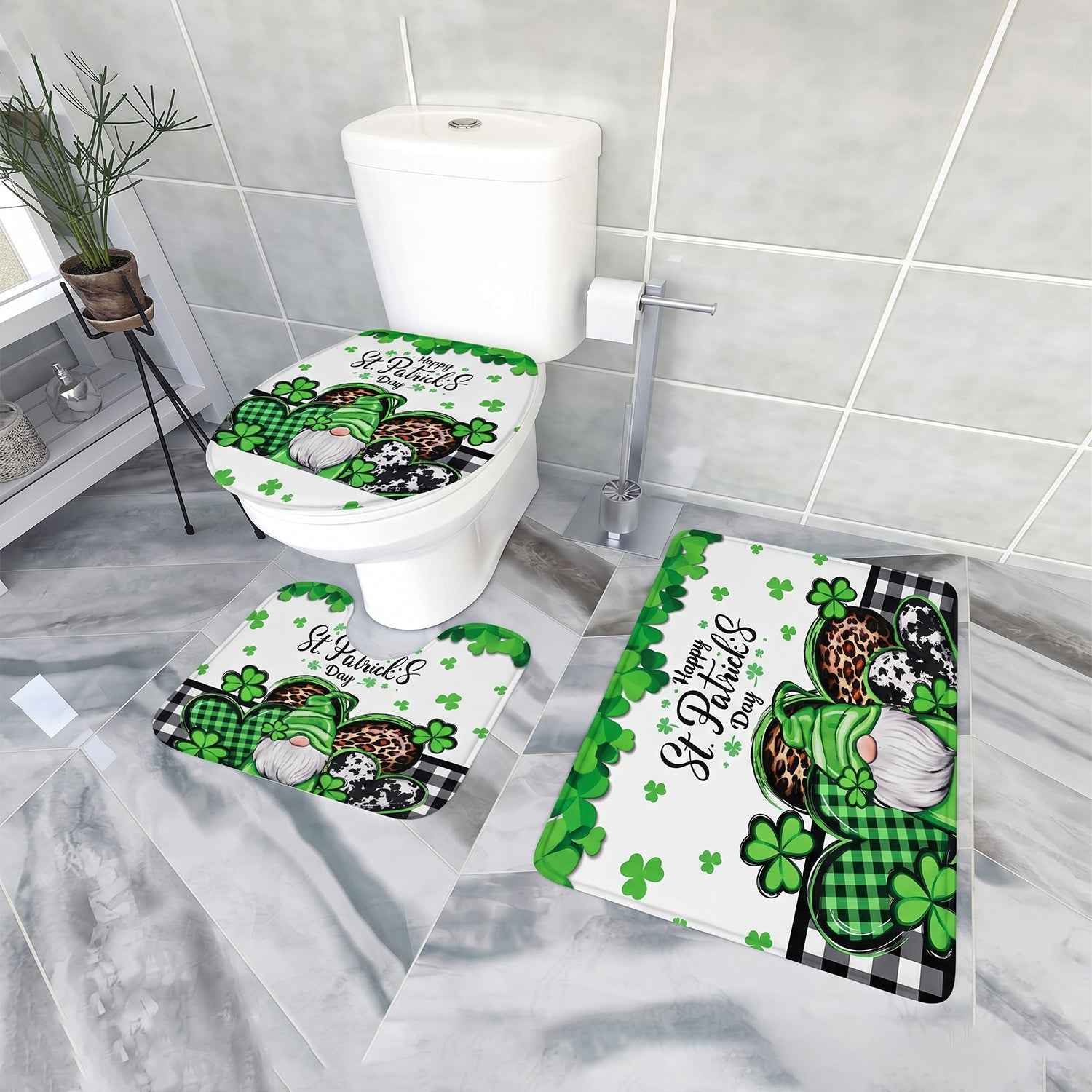 3 in 1 Bathroom Mat Set Ð Complete Floor Coverage & Non-Slip Design