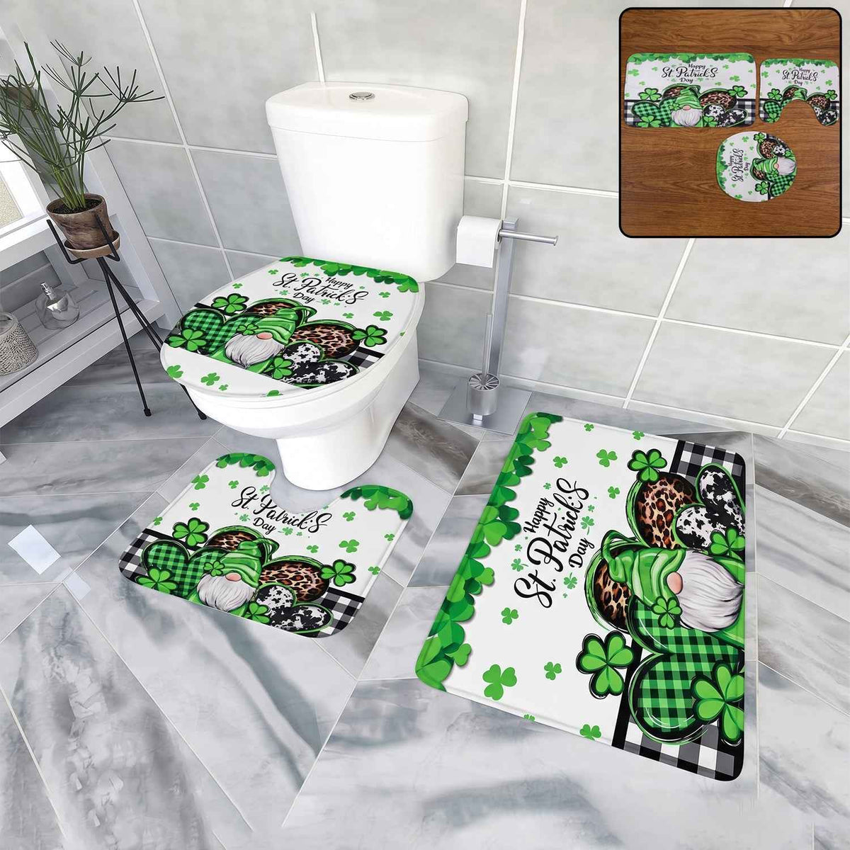 3 in 1 Bathroom Mat Set Ð Complete Floor Coverage & Non-Slip Design