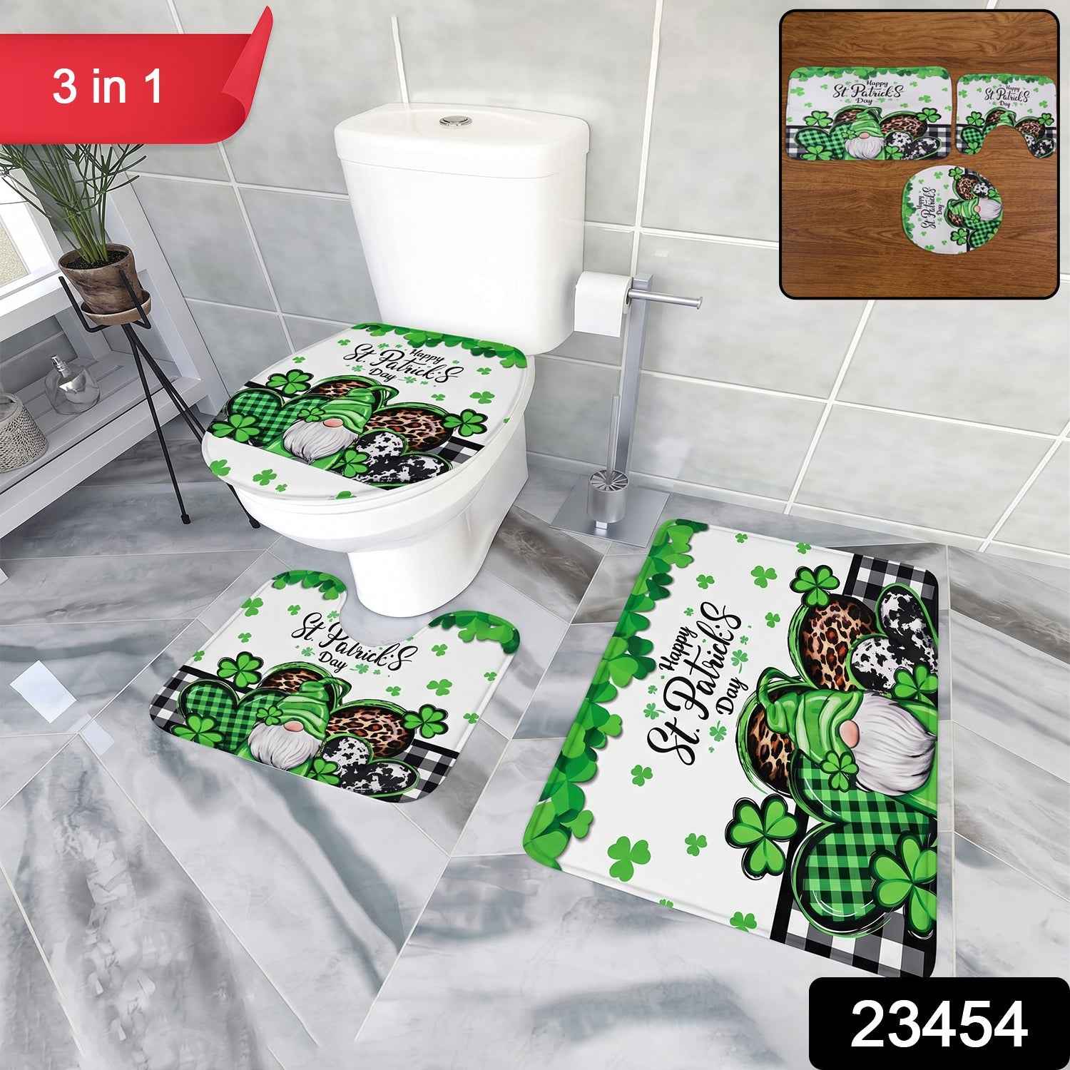 3 in 1 Bathroom Mat Set Ð Complete Floor Coverage & Non-Slip Design