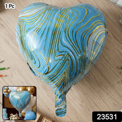 Blue Marble Heart Foil Balloon Ð Bright & Festive Party Decor