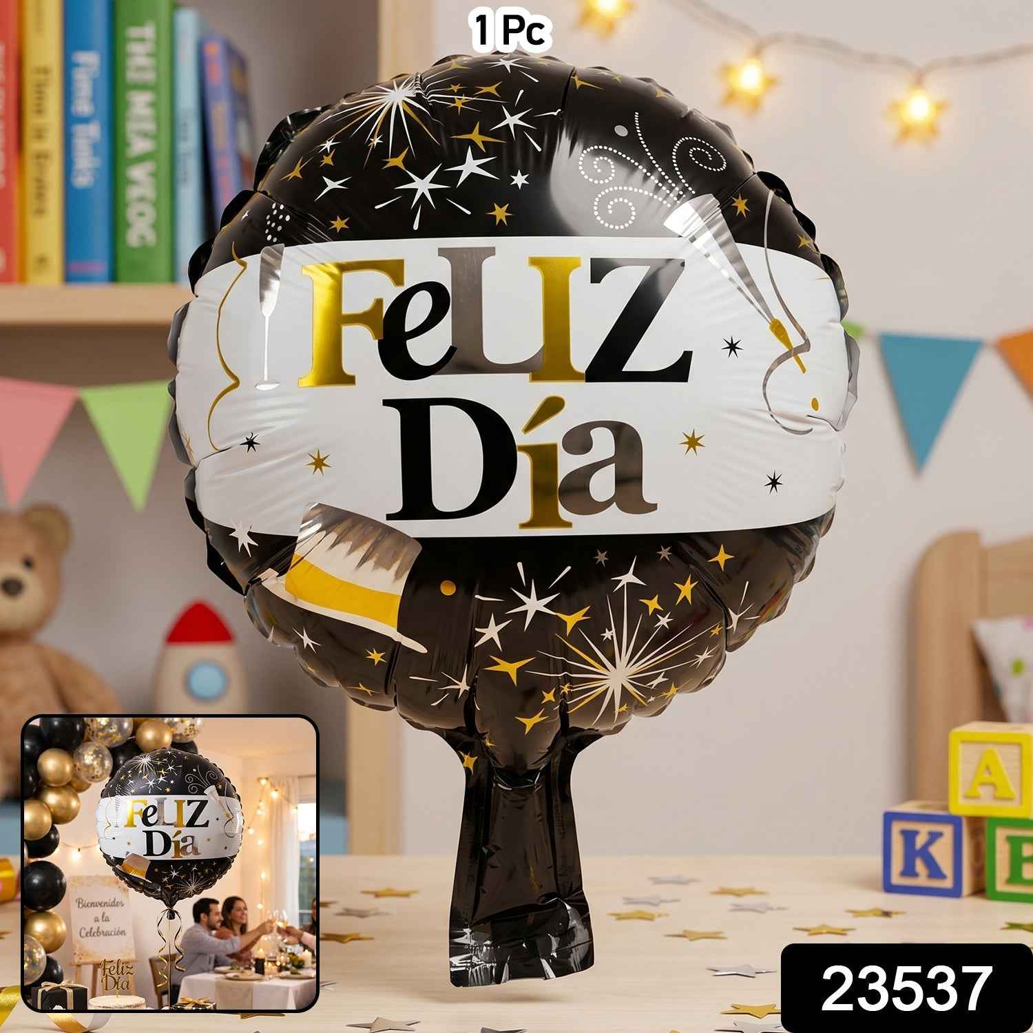 Black Gold 'Feliz Dia' Foil Balloon Ð Bright Party Decor for Celebrations
