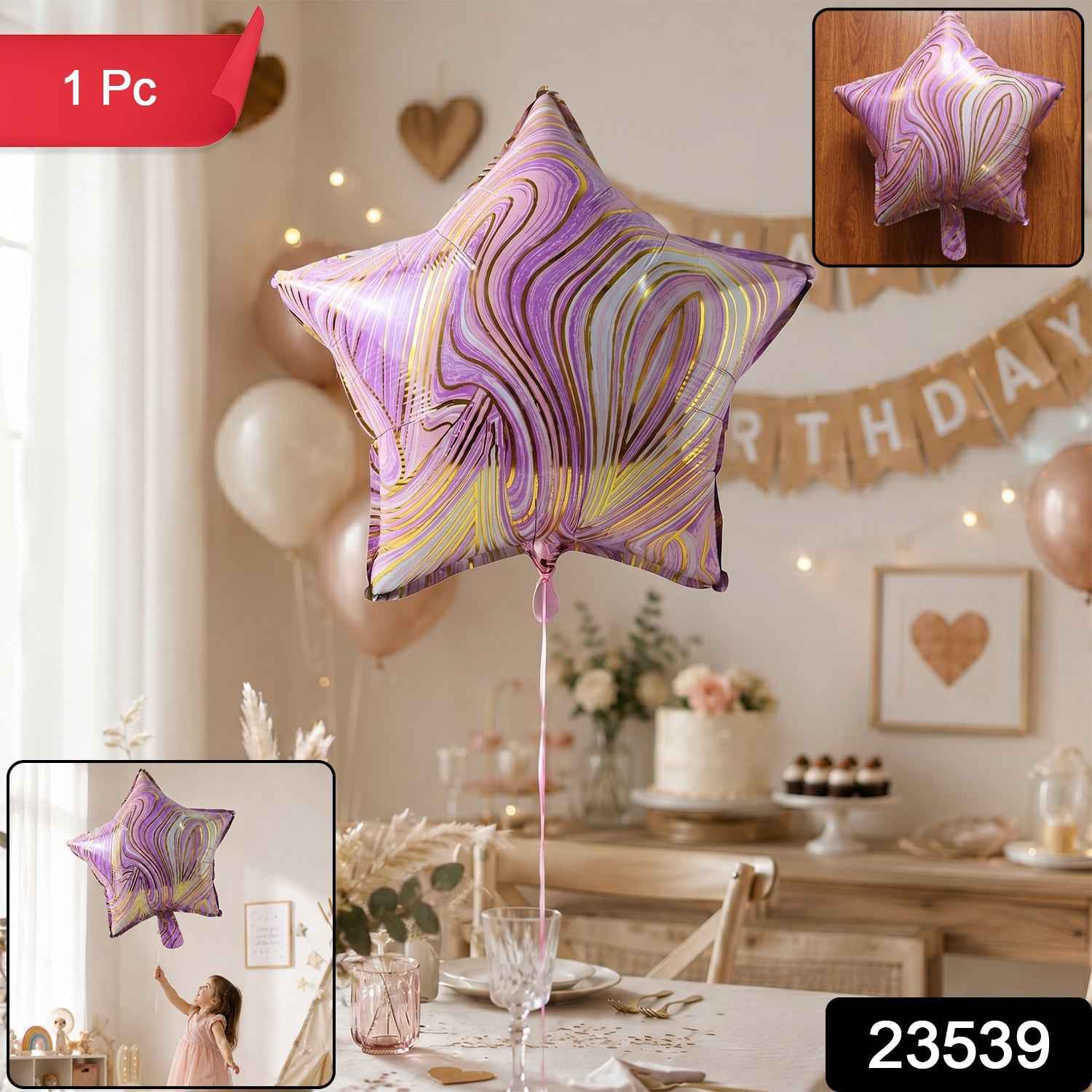 Star Marble Foil Balloon Ð Bright Party Decor for Celebrations