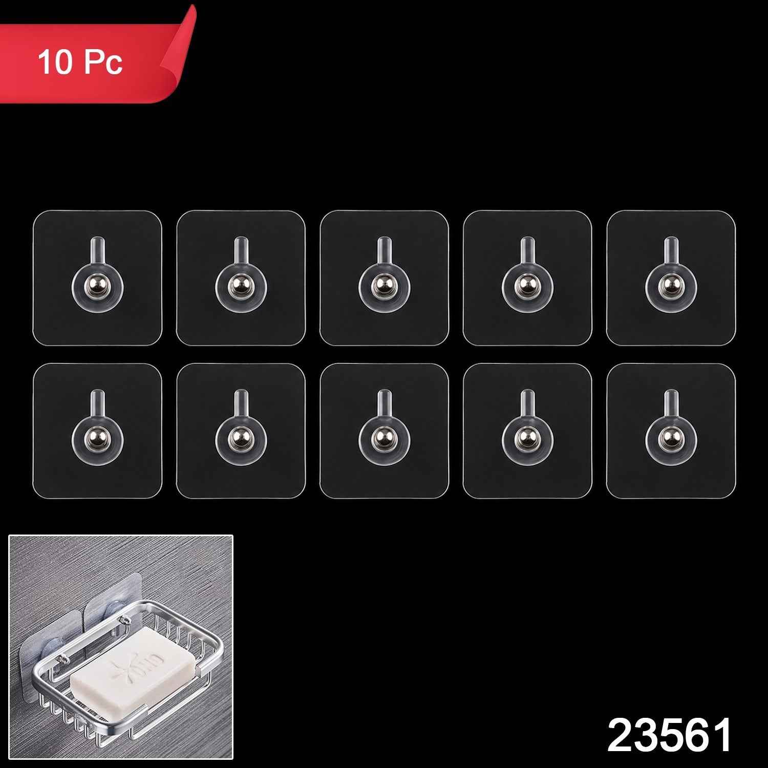 Adhesive Plastic Wall Hooks Ð Strong Hold & Reusable 10 Pc Set