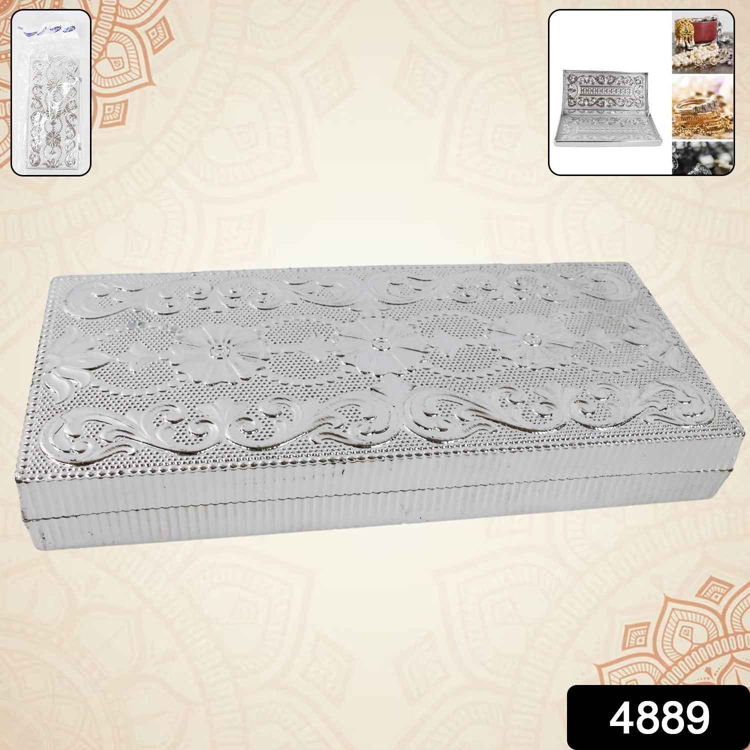 Decorative Multipurpose Silver Cash Box – Stylish 20x9cm Gift Case
