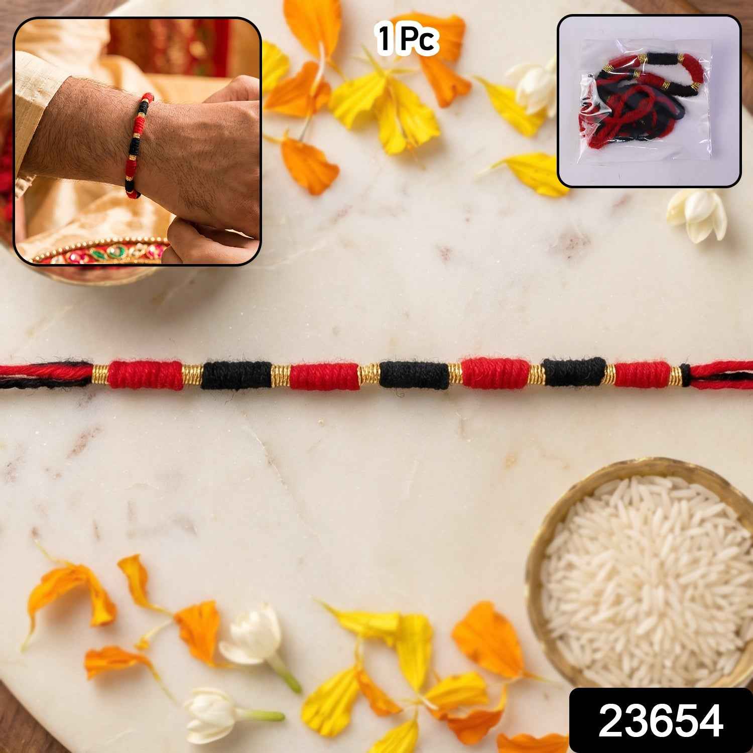 Handmade Rakhi Ð Traditional Beaded Thread with Golden Accents