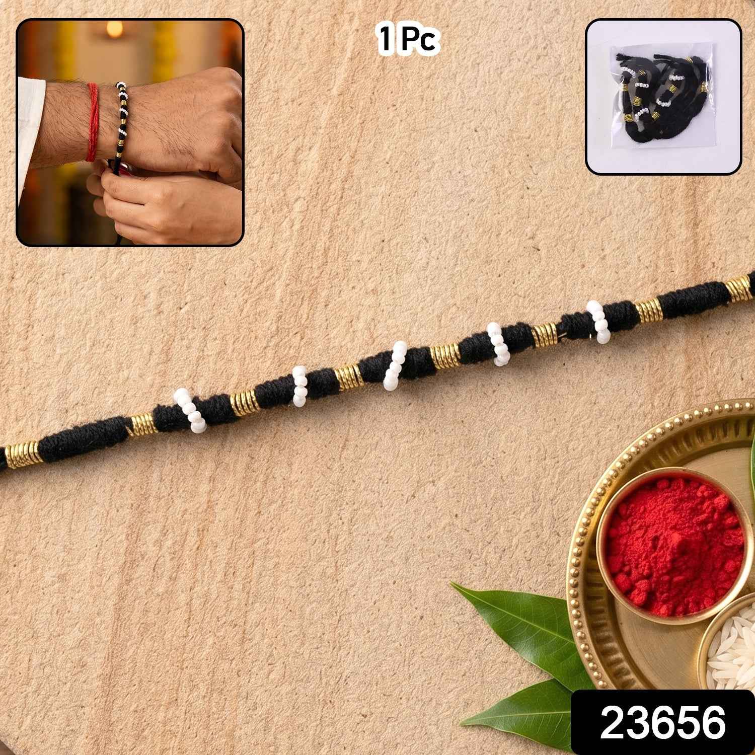 Handmade Pearl Beaded Rakhi Ð Traditional Ethnic Thread for Festivities