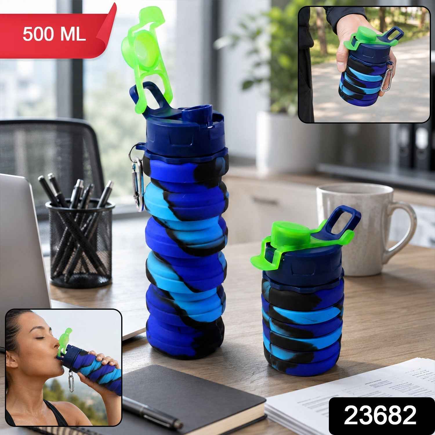 Sili Fold Collapsible Silicone Water Bottle Ð Leakproof & Portable