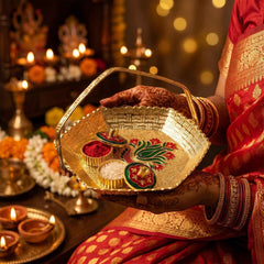Golden Kumkum Kankavati Basket Ð Elegant Ritual Organizer