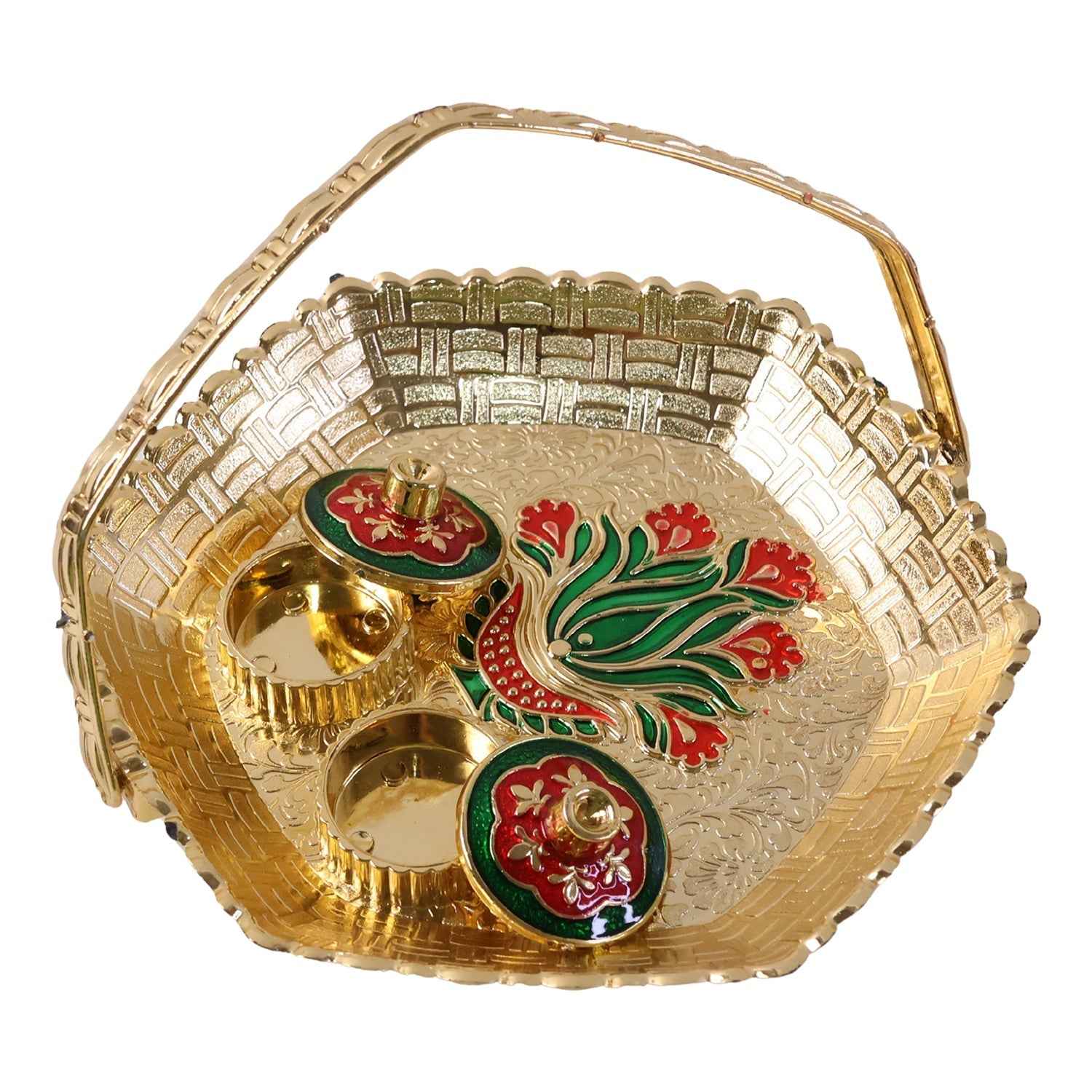Golden Kumkum Kankavati Basket Ð Elegant Ritual Organizer