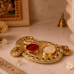 Golden Kumkum Kankavati Holder Ð Elegant Pooja Organiser