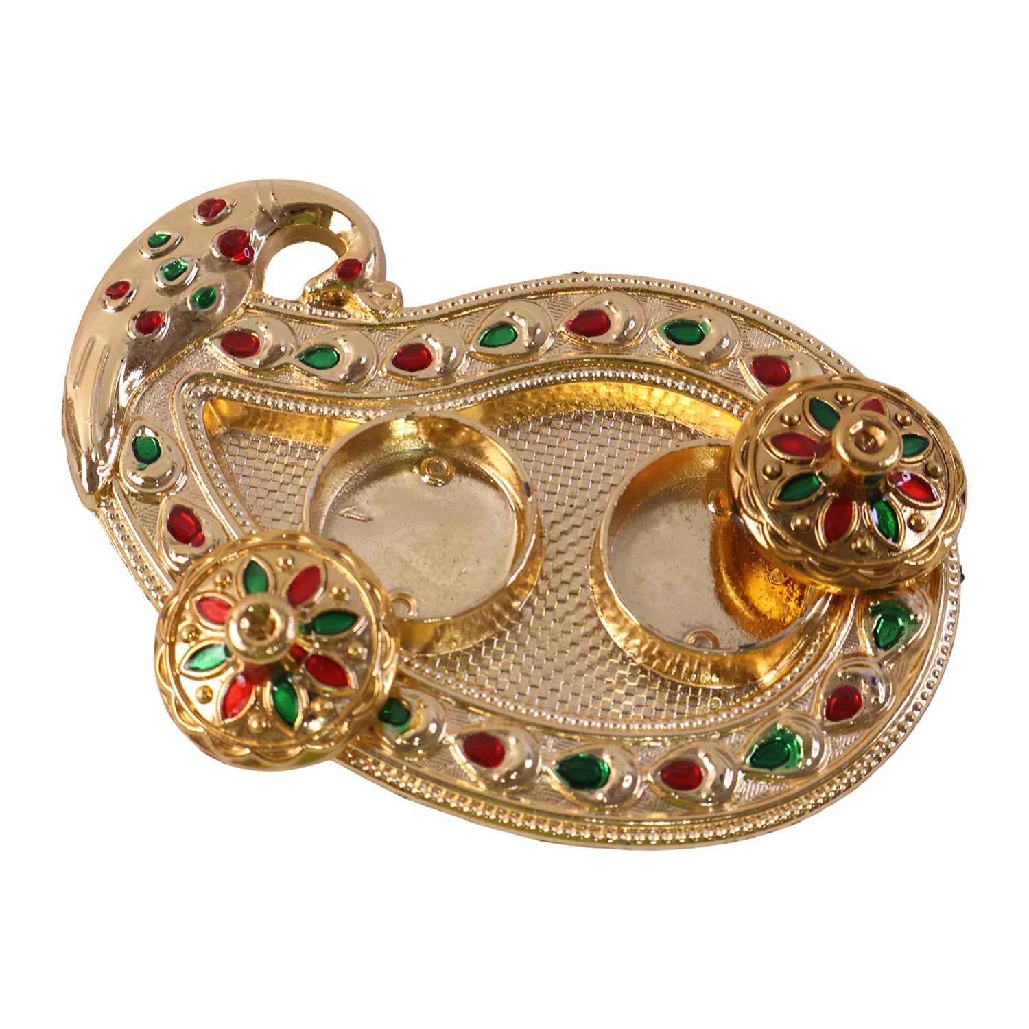 Golden Kumkum Kankavati Holder Ð Elegant Pooja Organiser