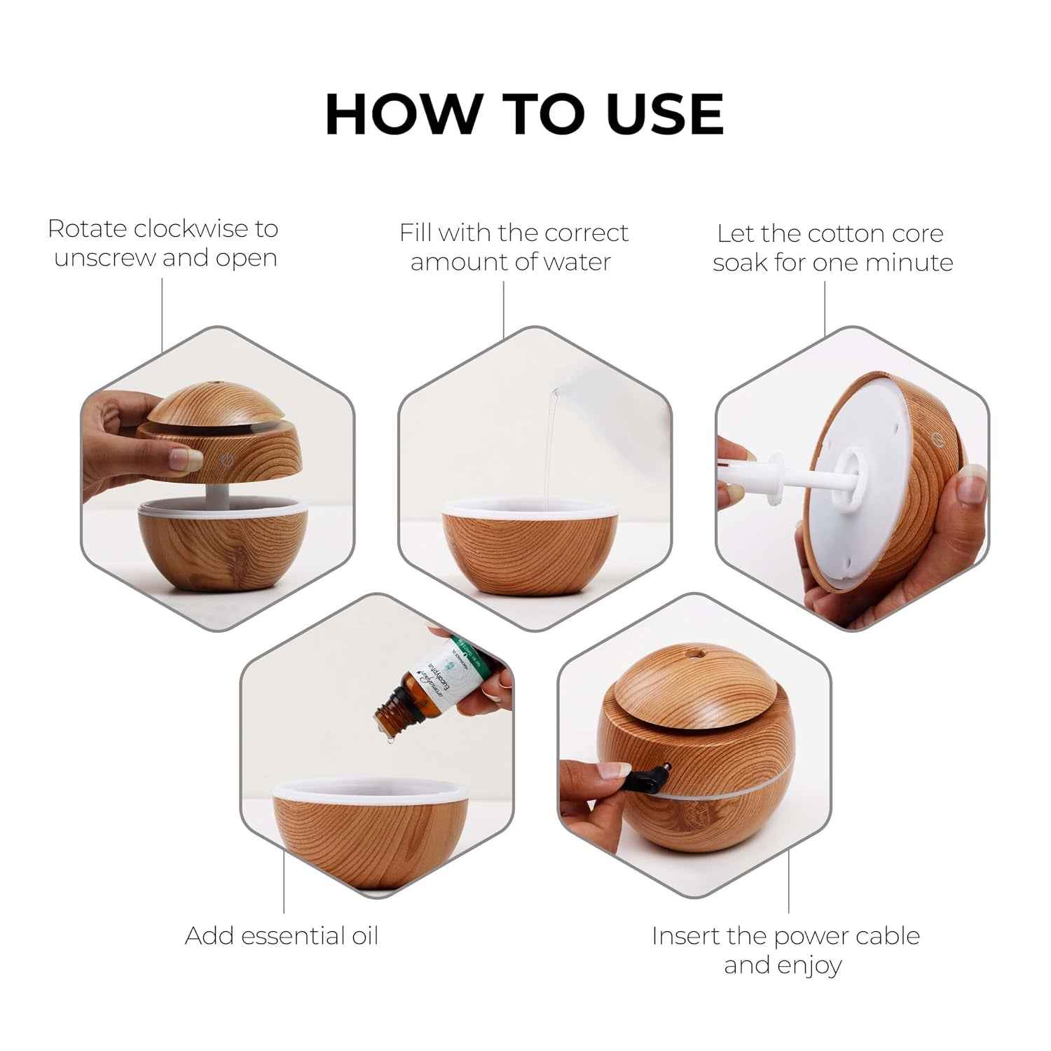 Ultrasonic Aroma Diffuser Ð Compact 200ml with Color LED Light