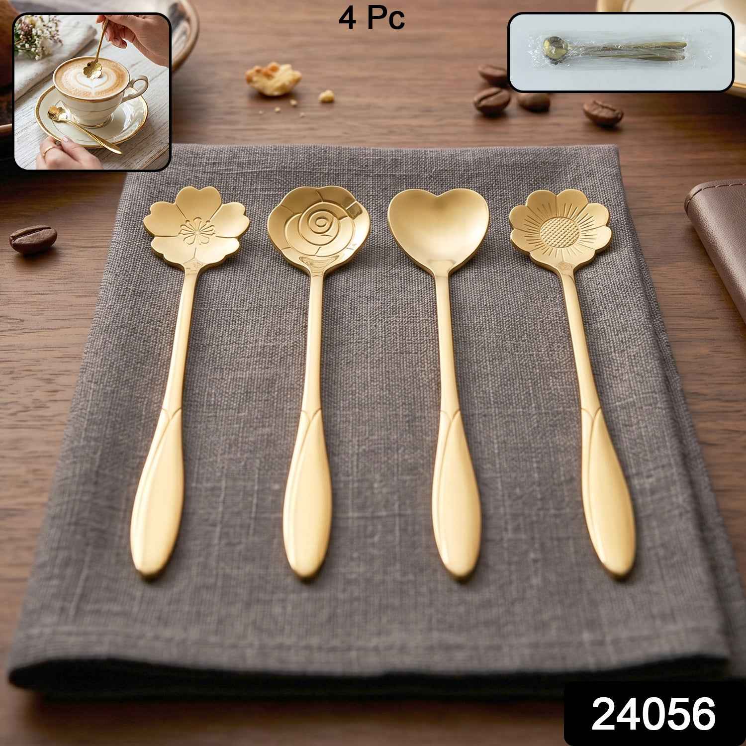Mini Golden Serving Spoon Set Ð Elegant Stainless Steel Design