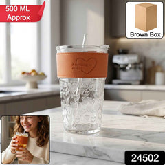 Glass Drinking Tumbler Ð Spill-Resistant Lid & Elegant Design