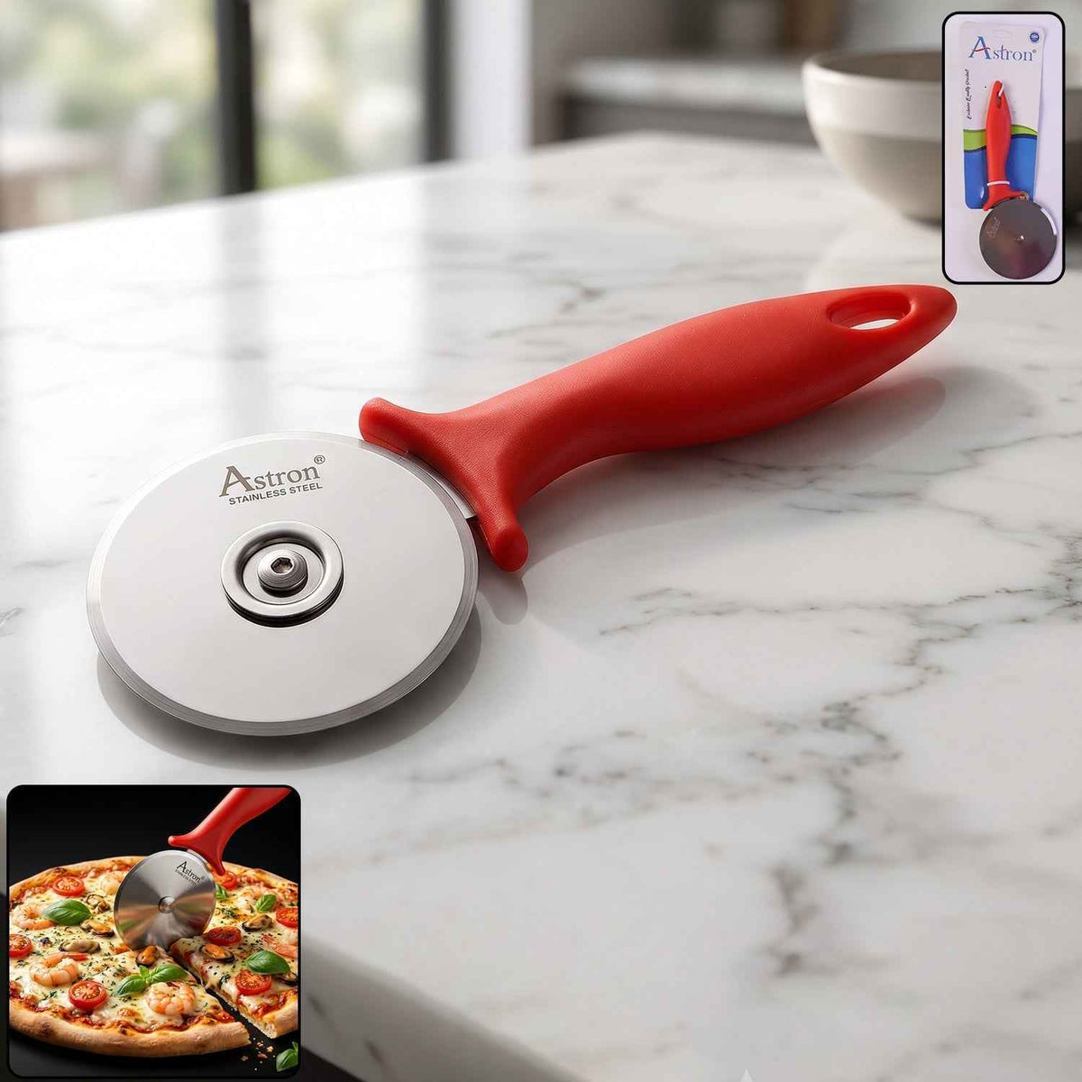Stainless Steel Pizza Cutter Ð Sharp Slicer with Comfortable Handle