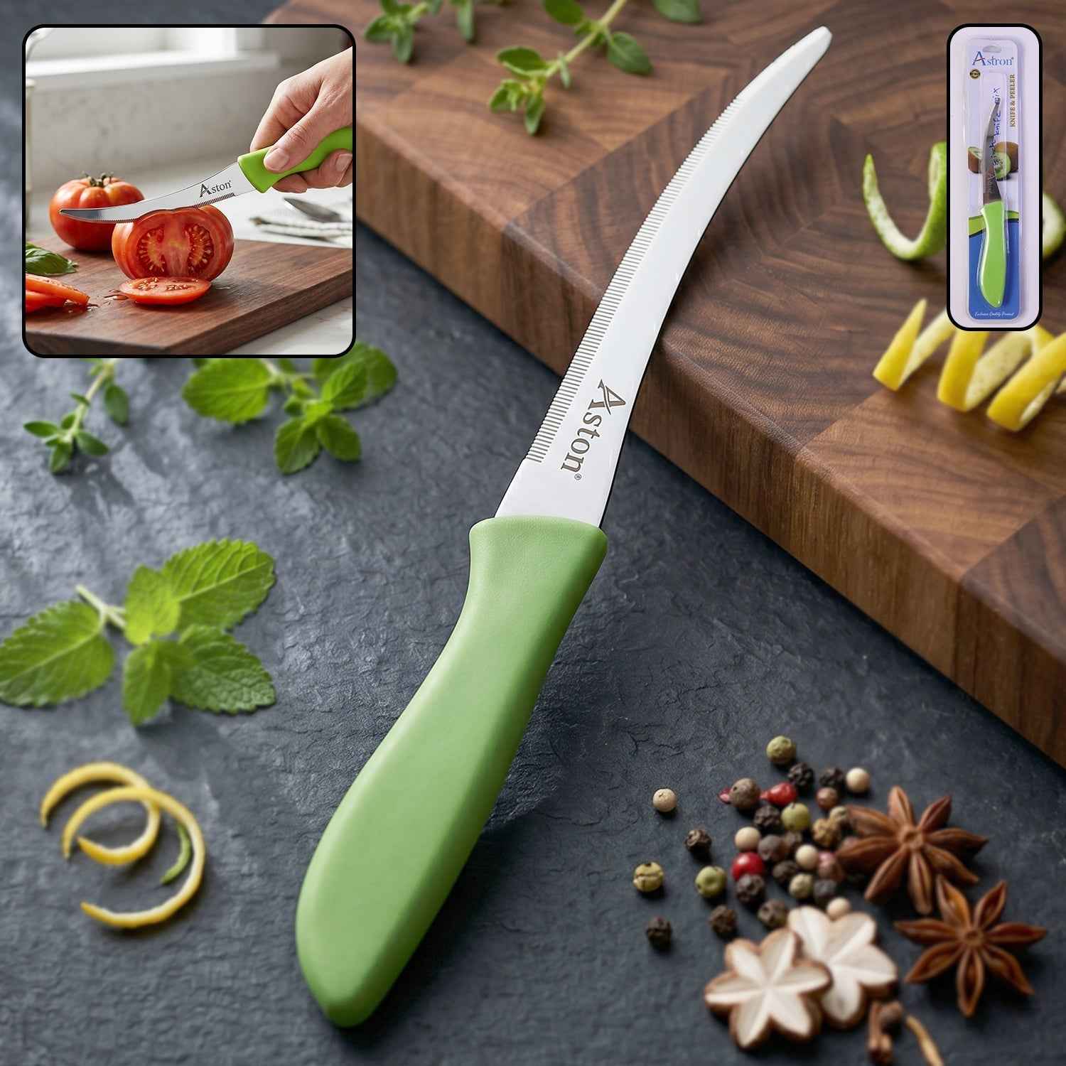 Kitchen Utility Knife Ð Sharp, Curved Serrated Blade for Precise Cutting