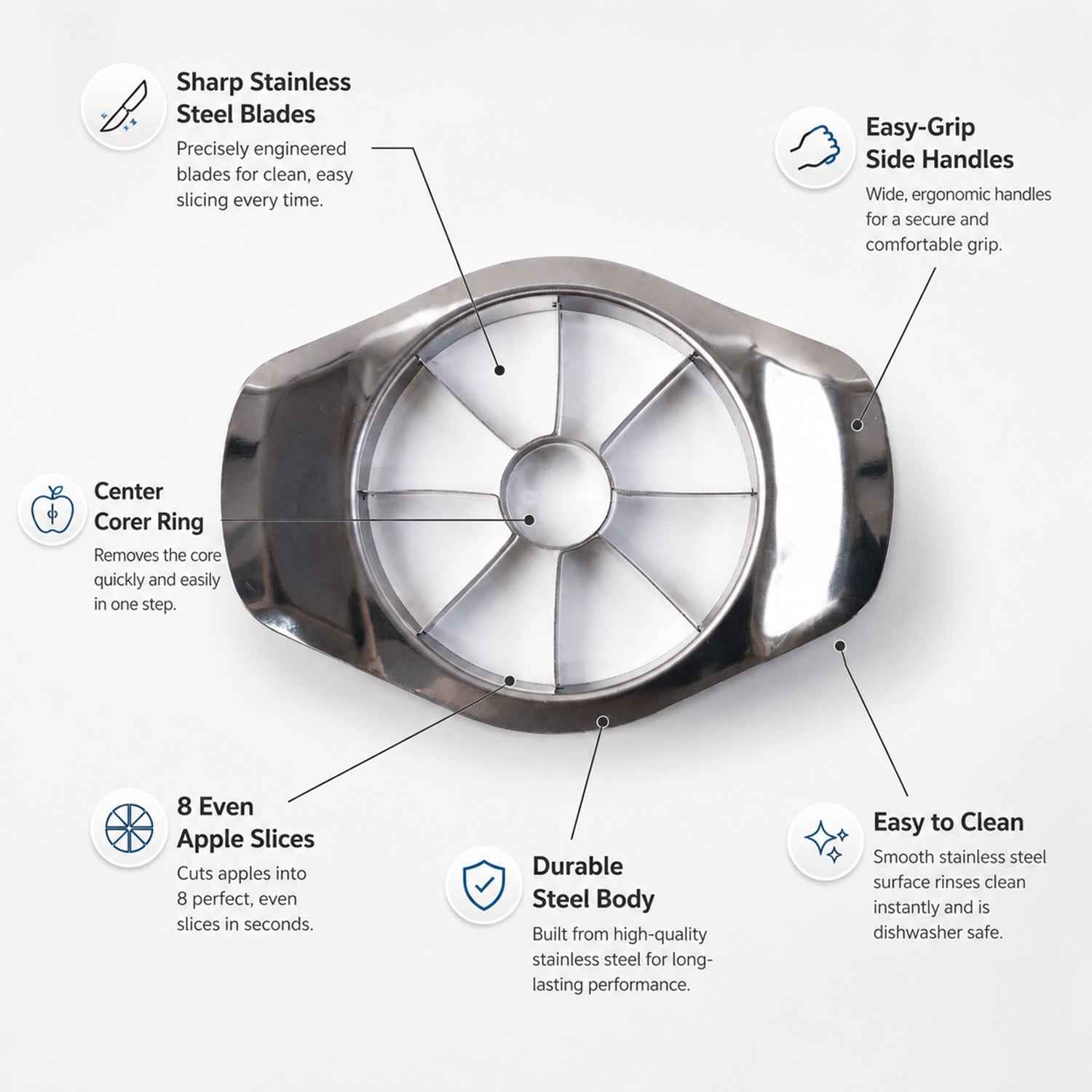Apple Shape Stainless Steel Apple Slicer & Corer Ð Effortless Fruit Wedges