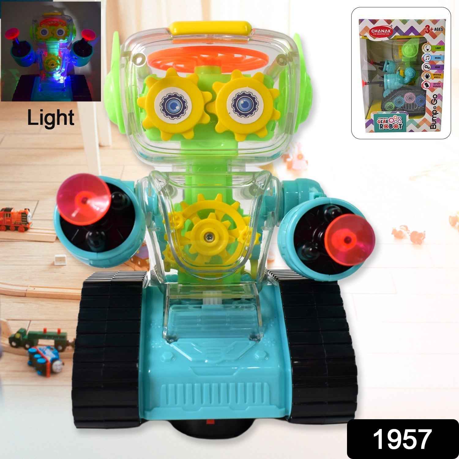 Transparent Gear Robot Car – Lights, Sound & Gears | Aditi