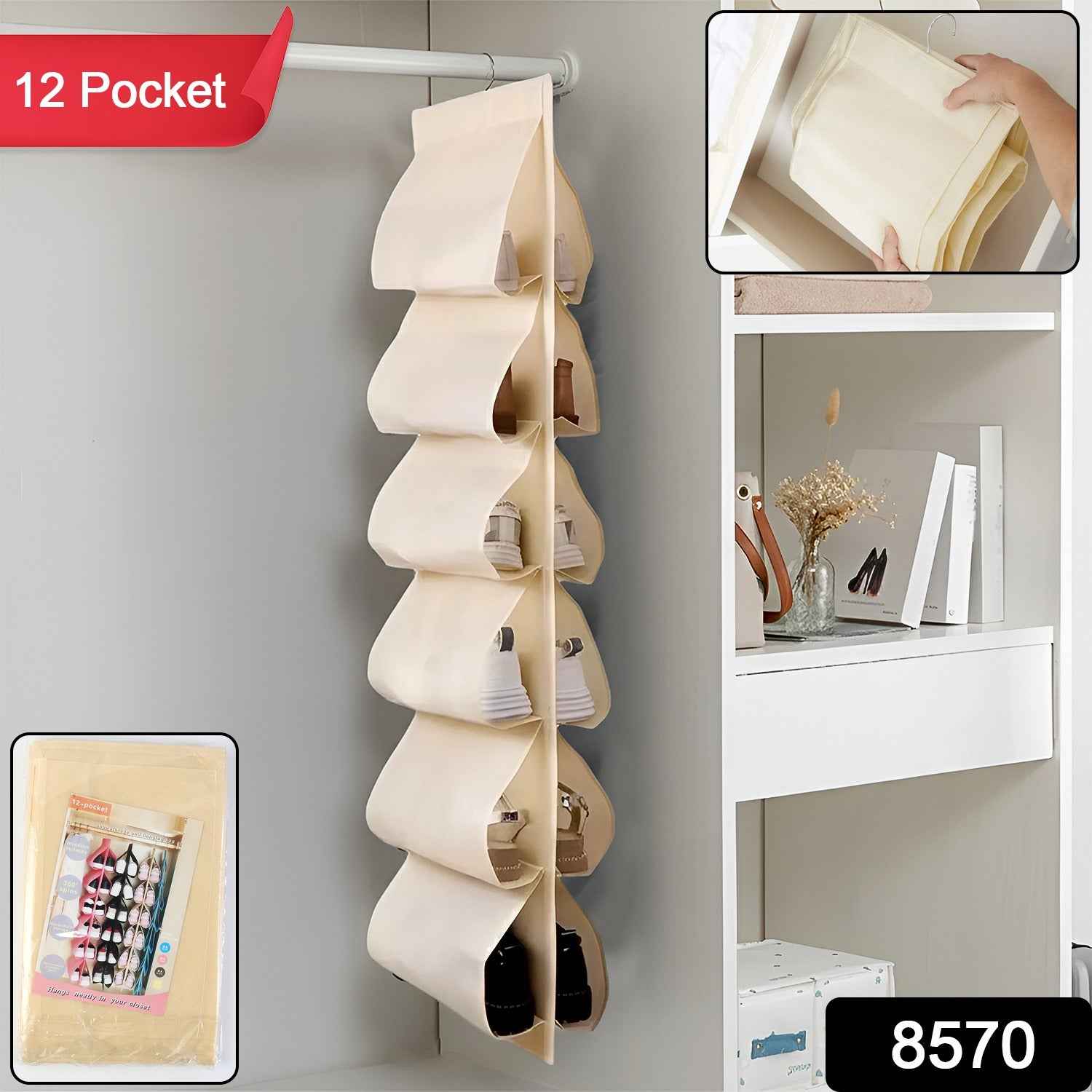 12-Pocket Hanging Shoe Organizer – Space-Saving Durable Storage