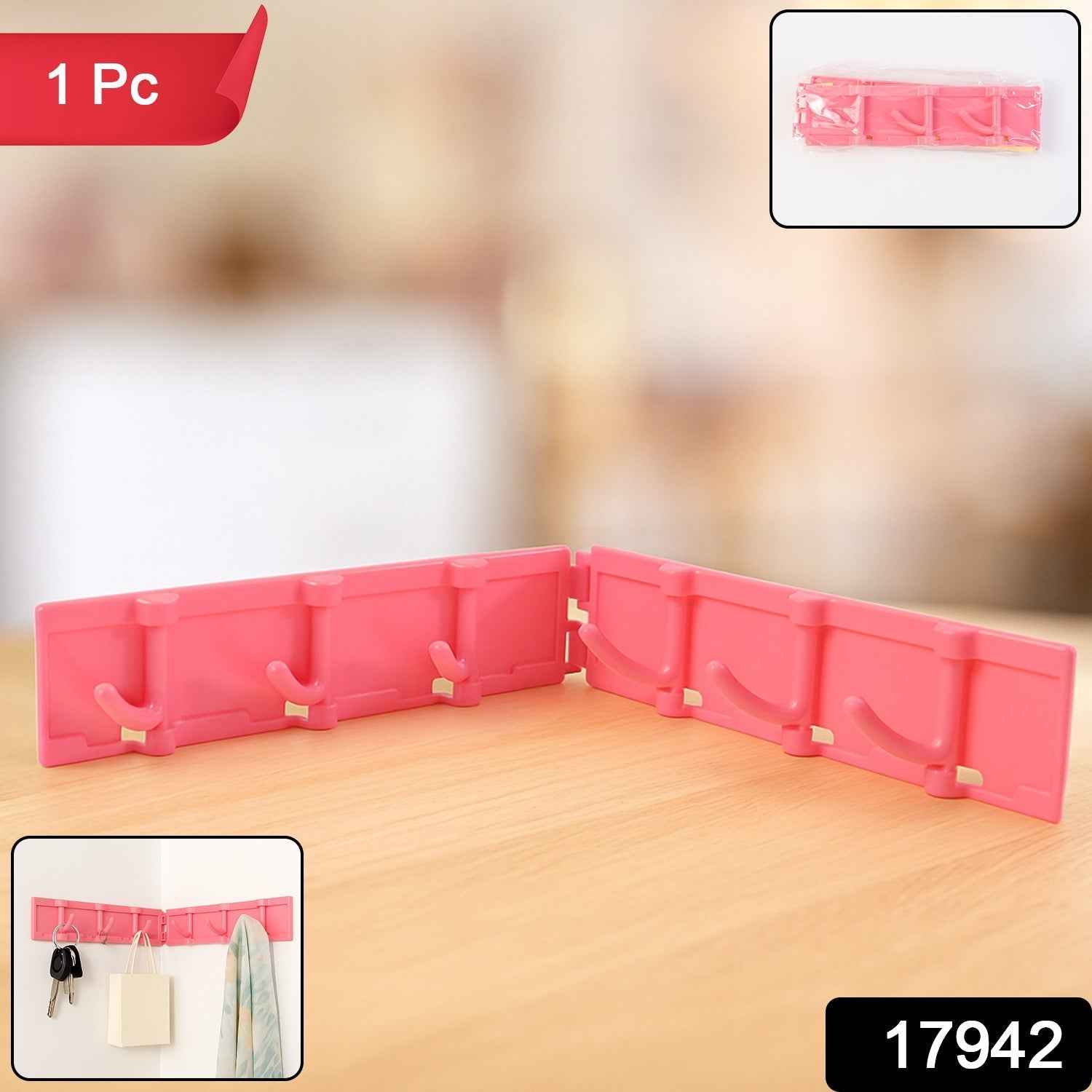 Multipurpose Wall-Mounted Hook Rack – Foldable & Rotating 6 Hooks