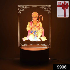 3D Lord Hanuman Frame with Soft White LED Light – Spiritual Decor