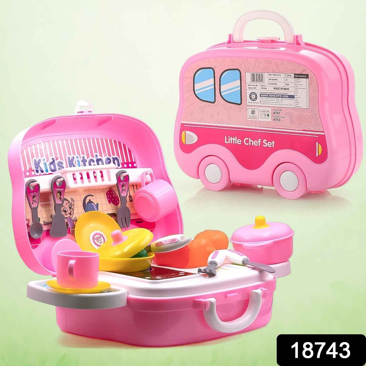 Kids Kitchen Play Set – 23-Piece Portable Pretend Play | Aditi