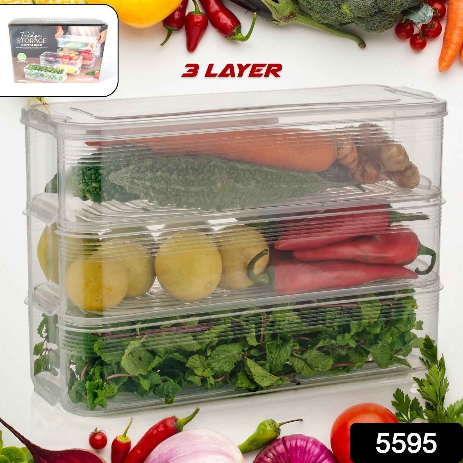 Fridge Storage Containers – Stackable 3-Pc Set, 1500ML | Organivo