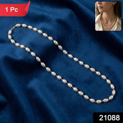 Pearl Beaded Necklace – Elegant Lightweight Gold-Tone Link Detail