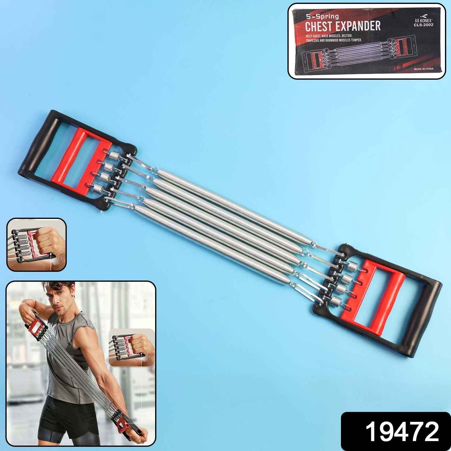 Chest Expander with 5 Adjustable Springs – Home Upper Body Workout