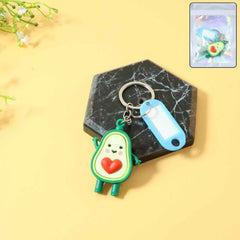 Avocado Cartoon Keychain with Name Tag Holder – Cute & Practical