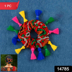 Navratri Hair Bun – Vibrant Multicolor Tassel Juda Accessory