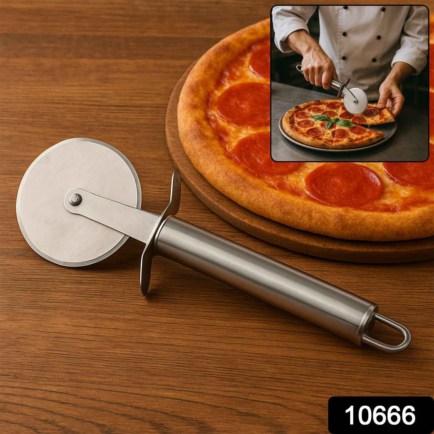 Stainless Steel Pizza Cutter – Sharp Rotary Blade & Ergonomic Handle
