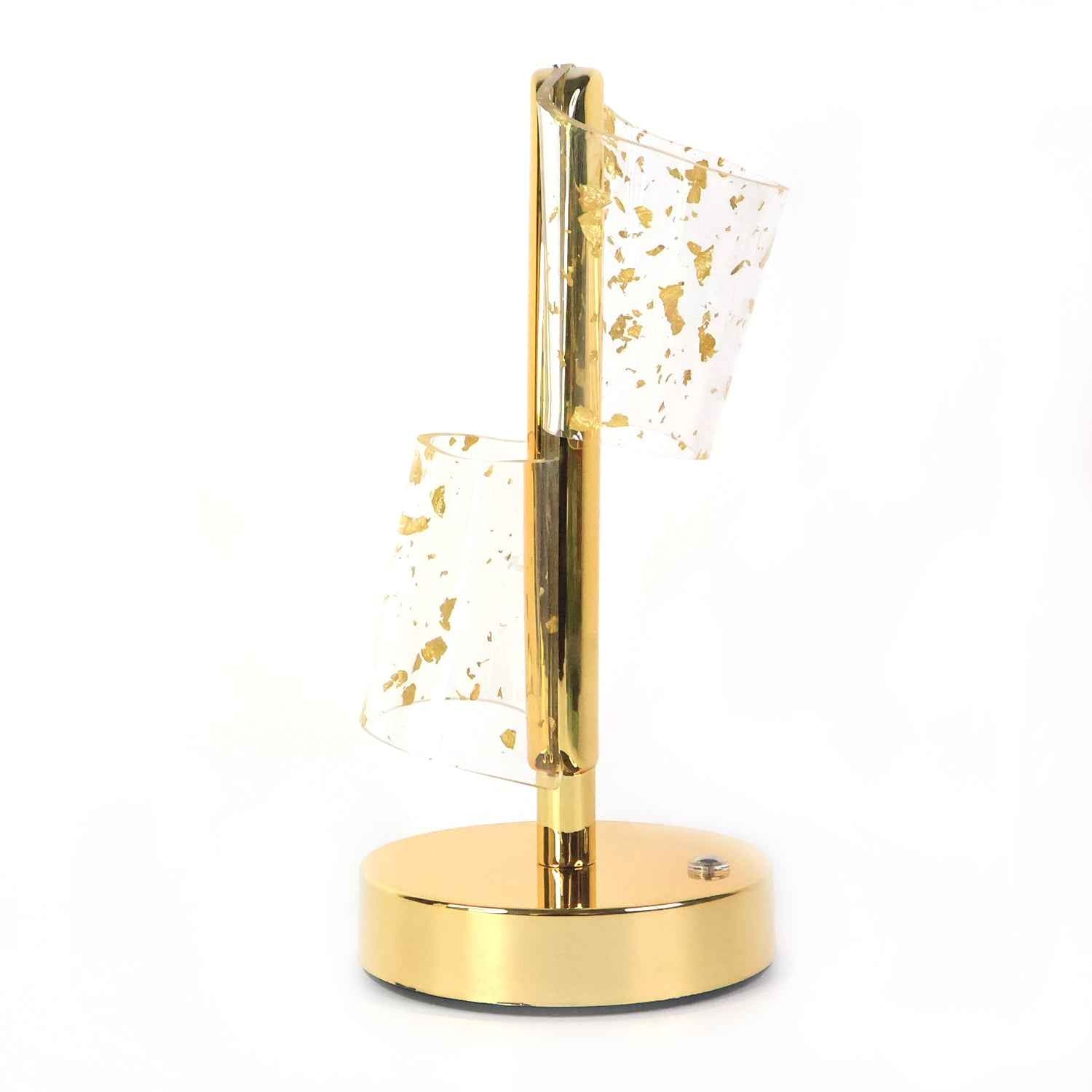Golden Crystal LED Double Shade Table Lamp – Elegant USB Charging Light