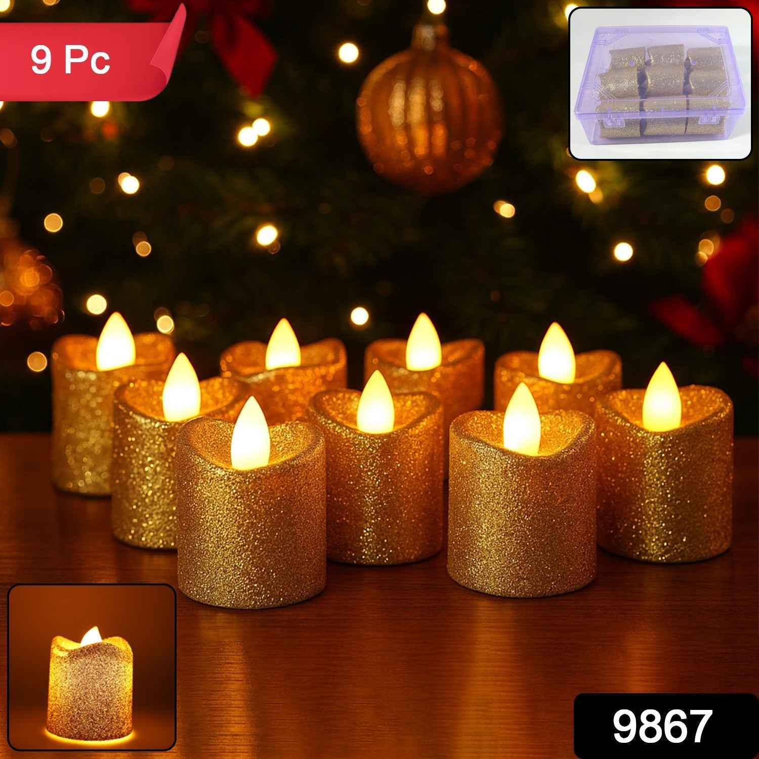 LED Tealight Candles – Premium Flameless Decorative Lights (9 Pc Set)