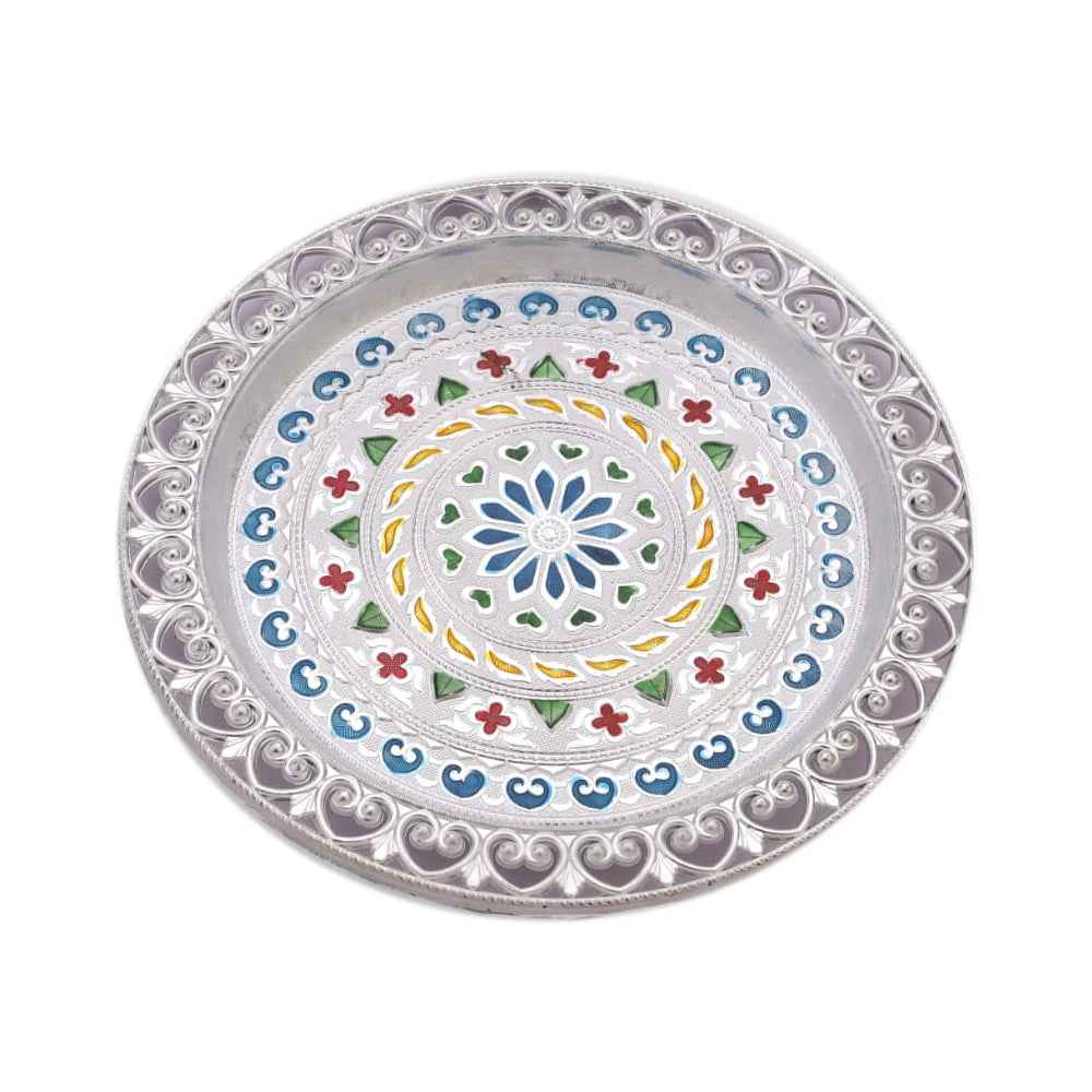 Silver Plated Pooja Thali – Festive & Worship Decor | Indo Glow
