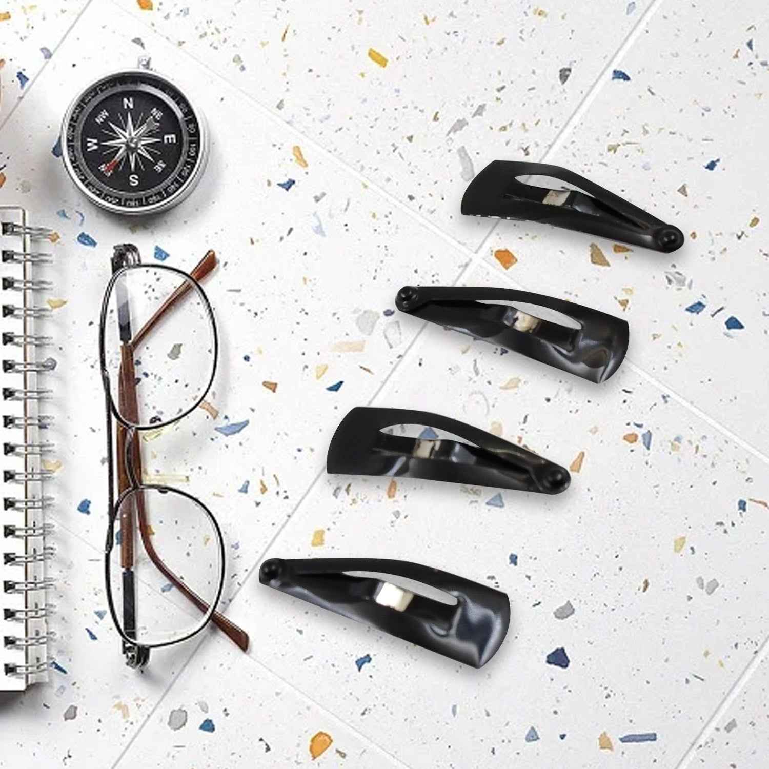 Metal Tic Tac Hair Clips – 12 Pcs Matt Black Set | Calm & Curl